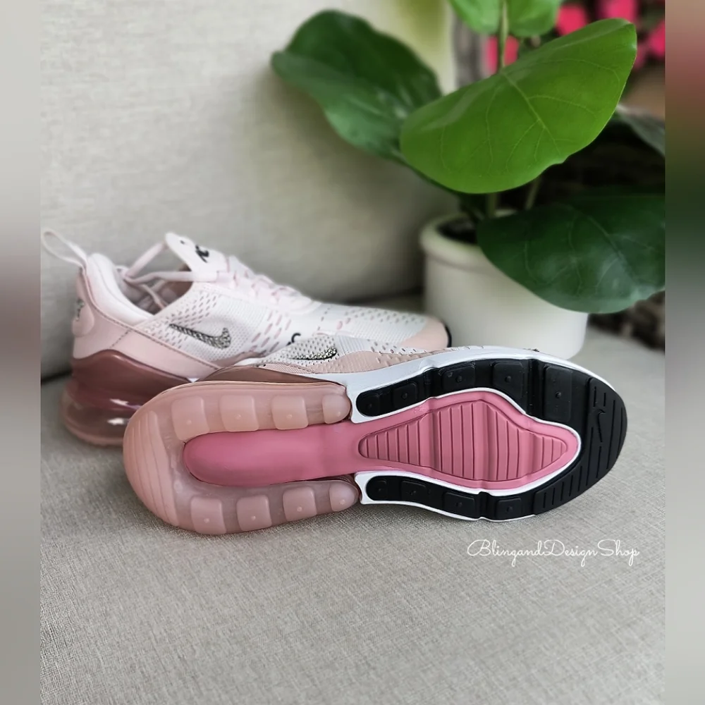 Bling Nike Women's Air Max 270 Pink Sneakers Shoes Customized with Crystals - Picture 7 of 7